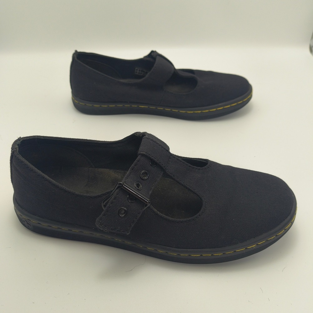 Dr Martens Woolwich Black Canvas Mary Jane T-Strap Shoes Womens 7 AW004 SK01R - Picture 15 of 16